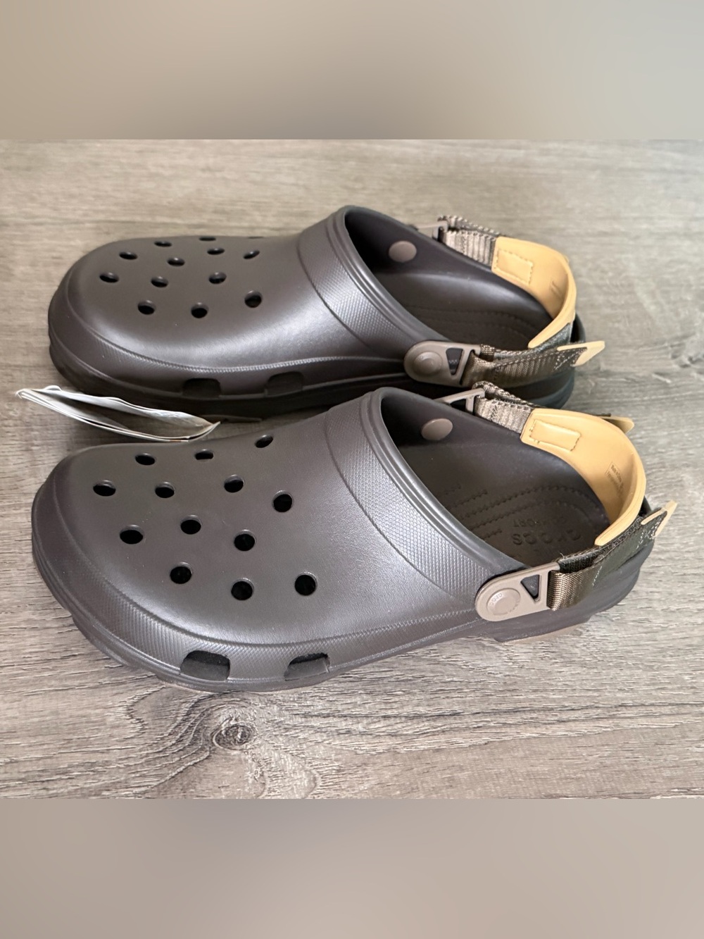 CROCS Classic All Terrain Men's Dark Espresso Brown Clog with Tan Heel Strap